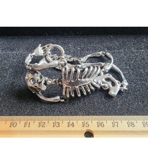 Vintage Stainless Steel Skeleton Wrap Around Bracelet Used